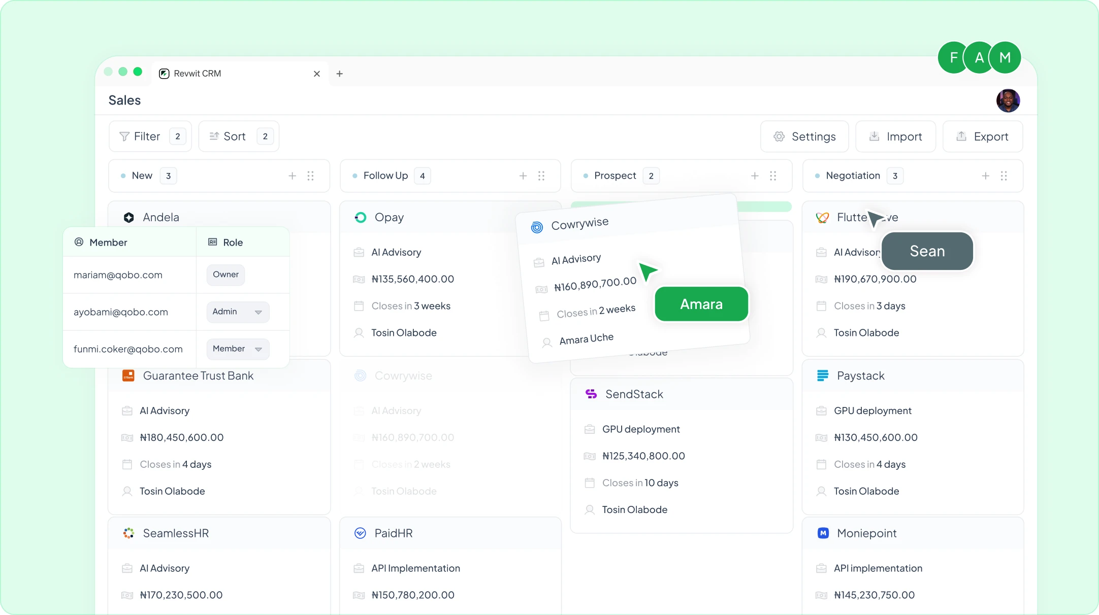 Revwit CRM Interface